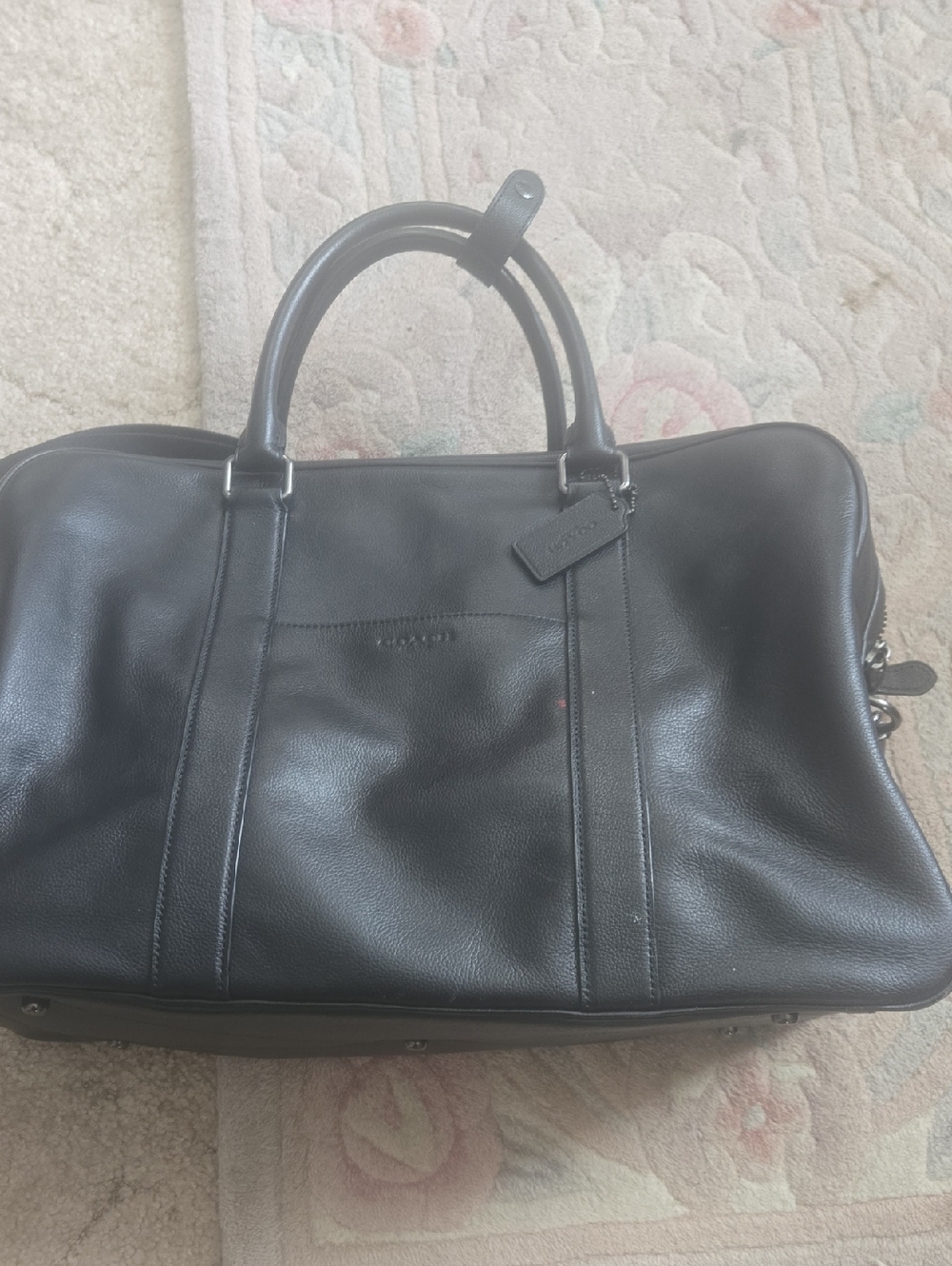 Coach Black Pebble Leather Duffel Bag